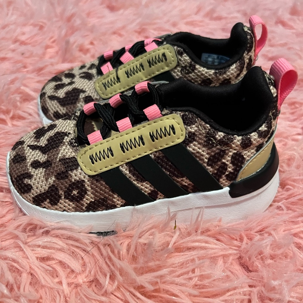 Toddler girl leopard adidas. Gently worn. Excellent condition.